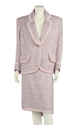 Lot 419 - Joyce McQueen's Alexander McQueen pink fantasy tweed suit, circa 2004