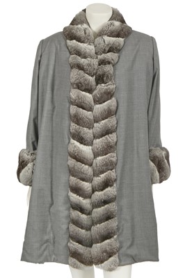 Lot 417 - Joyce McQueen's Givenchy haute couture by Alexander McQueen grey wool and chinchilla fur coat, Autumn-Winter 1998-99
