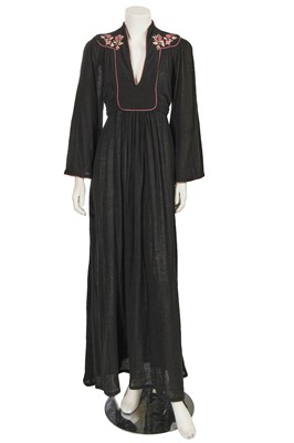 Lot 577 - An Ossie Clark for Radley black Indian muslin dress, 1976