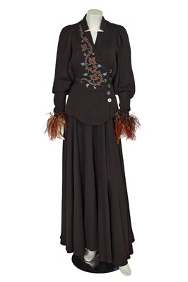 Lot 545 - A Bill Gibb brown silk-blend ensemble, circa 1973