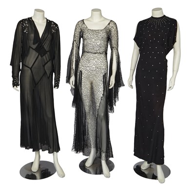 Lot 668 - A group of black evening dresses, 1930s