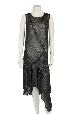 Lot 687 - A beaded black muslin flapper dress, circa 1928