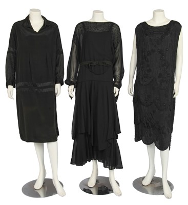 Lot 698 - Three black dresses, early 1920s