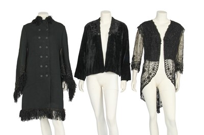 Lot 722 - A black silk Ottoman mourning visite/coat, late 1880s