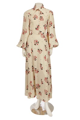 Lot 584 - An Ossie Clark/Celia Birtwell for Radley printed ivory moss crêpe dress, circa 1973