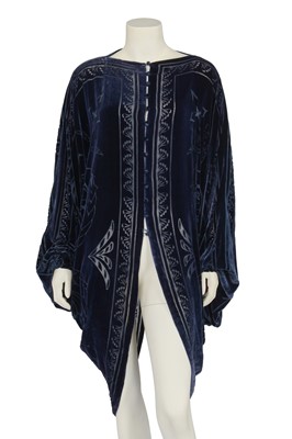 Lot 511 - A Patricia Lester indigo devoré velvet robe, 1980s