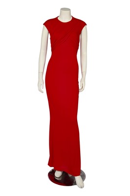 Lot 134 - An Alexander McQueen by Sarah Burton scarlet jersey evening gown, circa 2015