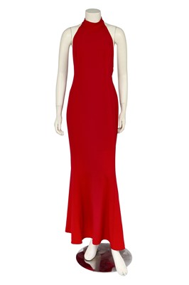 Lot 346 - A Valentino Garavani red crêpe halterneck dress, Autumn-Winter 1993-94