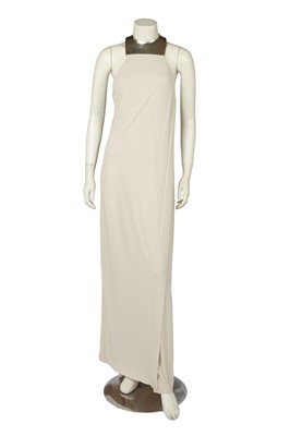 Lot 290 - A Donna Karan draped ivory jersey dress with Robert Lee Morris metal collar, Spring-Summer 1994