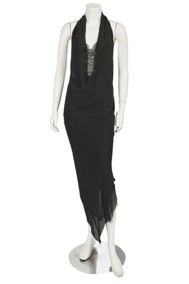 Lot 229 - A Frederic Molenac haute couture black bias-cut silk dress, Autumn-Winter 2001-02