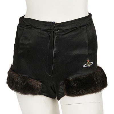Lot 356 - A pair of Vivienne Westwood black satin hot pants, 'Dressing Up' collection, Autumn-Winter 1991-92