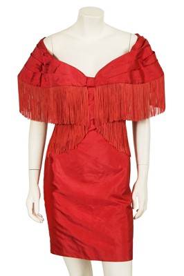 Lot 488 - An Antony Price ruby silk taffeta cocktail dress, circa 1988