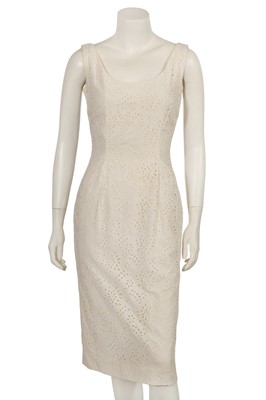 Lot 240 - A Christian Dior by John Galliano cream cotton broderie anglaise sheath dress, Pre-collection 2000