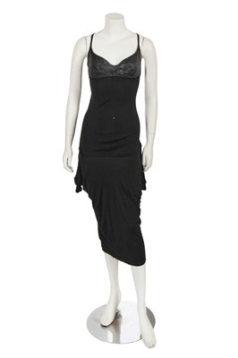 Lot 189 - An Alexander McQueen black jersey and leather midi dress, 'Scanners' collection, Autumn-Winter 2003-04