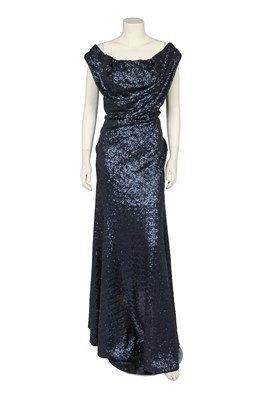 Lot 129 - A Vivienne Westwood navy sequin evening gown, circa 2015