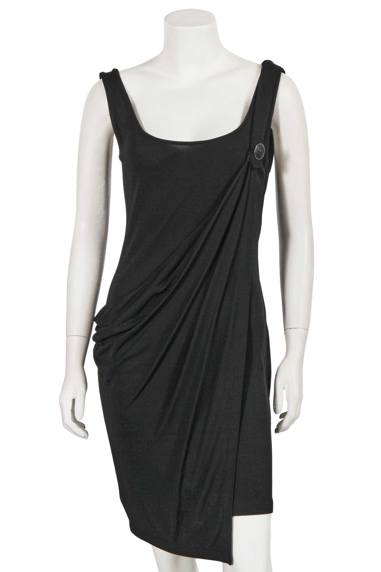 Lot 298 - A Gianni Versace draped black rayon mini dress, early 1990s
