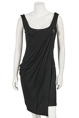 Lot 298 - A Gianni Versace draped black rayon mini dress, early 1990s