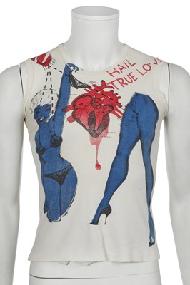 Lot 185 - A BOY Seditionaries-style printed top and black leather boots, circa 1978
