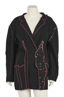 Lot 570 - A Zandra Rhodes black Ultrasuede jacket, 'Painted Lady' collection, Autumn-Winter 1978-79