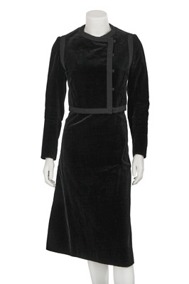 Lot 615 - A Christian Dior London by Jorn Langberg black velvet skirt suit, circa 1970