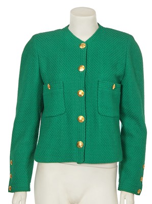 Lot 19 - A Chanel by Karl Lagerfeld green wool tweed jacket, Autumn-Winter 1990-91