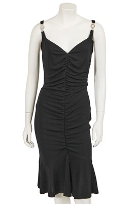 Lot 147 - A Donatella Versace ruched black rayon midi dress, 2010s