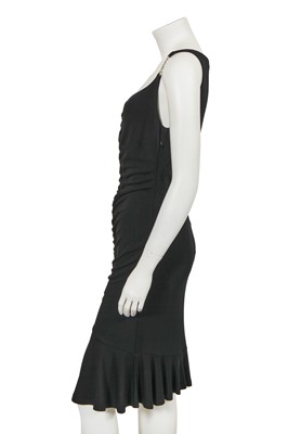 Lot 147 - A Donatella Versace ruched black rayon midi dress, 2010s