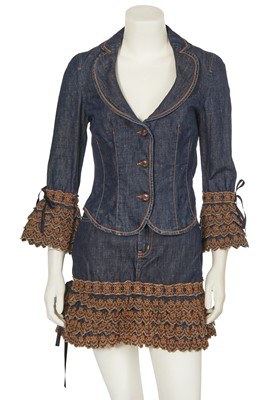 Lot 183 - A Moschino by Rosella Jardini embroidered denim ensemble, 2000s