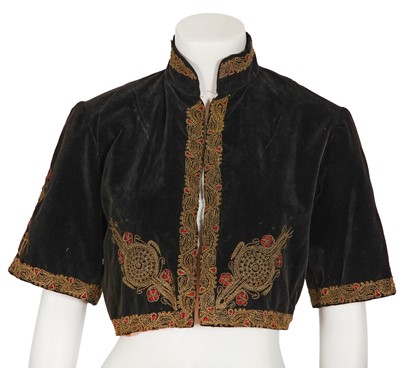 Lot 759 - An R. Marein black velvet taqsireh jacket, Palestinian, Bethlehem, 1930s