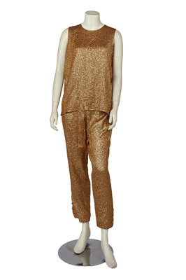 Lot 34 - A Chanel by Karl Lagerfeld gold lurex cloqué ensemble, Autumn-Winter 1996-97