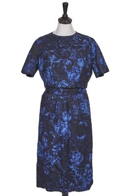Lot 645 - A Christian Dior London blue and black silk ensemble, circa 1960