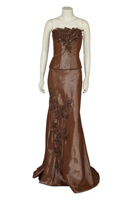Lot 181 - A Lolita Lempicka embellished brown shot silk ensemble, 2000s