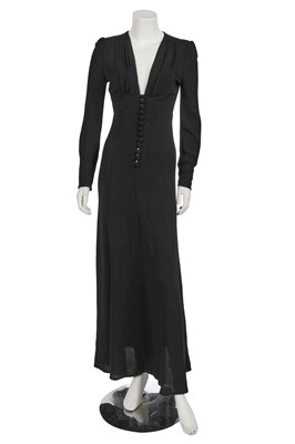 Lot 578 - An Ossie Clark for Radley black moss crêpe evening dress, 1970s