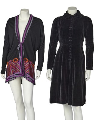 Lot 585 - An Ossie Clark black velvet evening coat, circa 1970
