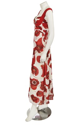 Lot 228 - A Donatella Versace white and red printed crêpe georgette dress, Cruise 2007