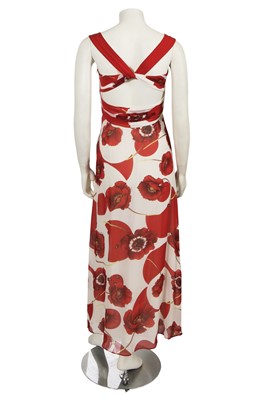 Lot 228 - A Donatella Versace white and red printed crêpe georgette dress, Cruise 2007