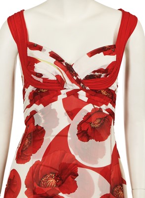 Lot 228 - A Donatella Versace white and red printed crêpe georgette dress, Cruise 2007