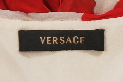 Lot 228 - A Donatella Versace white and red printed crêpe georgette dress, Cruise 2007