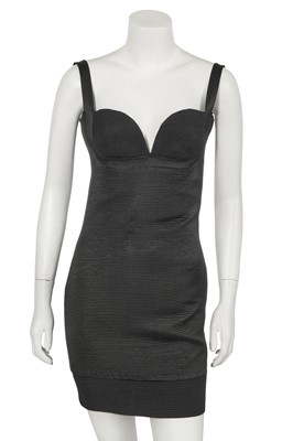 Lot 305 - A Gianni Versace black silk-cotton blend ribbed mini dress, circa 1991