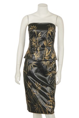 Lot 287 - A Dolce & Gabbana printed black cirré satin ensemble, Spring-Summer 1999