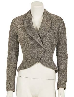 Lot 656 - A Cristóbal Balenciaga haute couture grey lace and chenille jacket, Autumn-Winter 1950-51