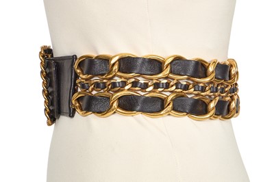Lot 42 - A Chanel by Karl Lagerfeld leather and gilt chain belt, Autumn-Winter 1992-93