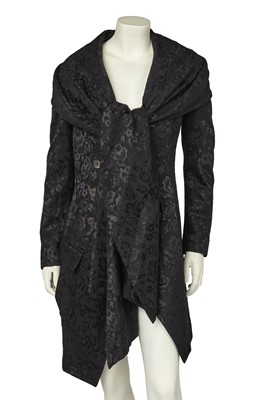 Lot 377 - A Christian Dior by John Galliano black damask coat, 'Sportswear on Heels' collection, Autumn-Winter 1998-99
