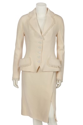 Lot 248 - A Christian Dior by John Galliano white wool crêpe suit, commercial collection 2009