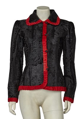 Lot 464 - A Hubert de Givenchy haute couture black and red breitschwanz jacket, 1980s
