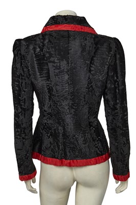 Lot 464 - A Hubert de Givenchy haute couture black and red breitschwanz jacket, 1980s