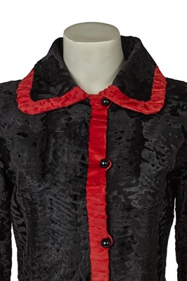 Lot 464 - A Hubert de Givenchy haute couture black and red breitschwanz jacket, 1980s