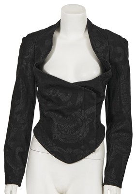 Lot 350 - A Vivienne Westwood printed black wool-blend blazer, 'Five Centuries Ago' collection, Autumn-Winter 1997-98