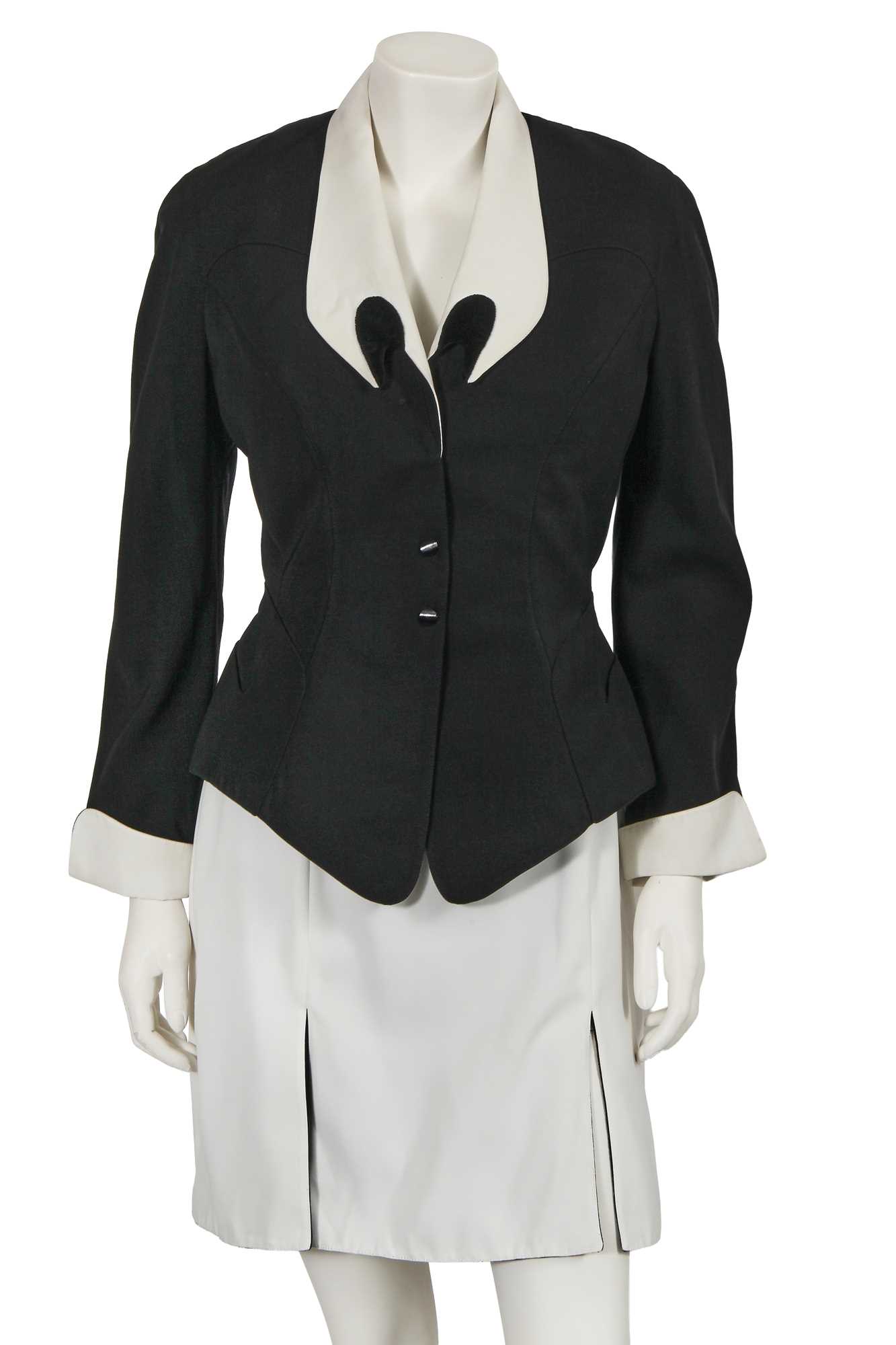 Lot 412 - A Thierry Mugler black and white gabardine suit, circa 1990