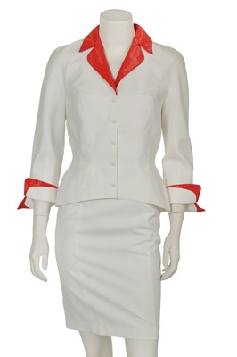 Lot 408 - A Thierry Mugler textured white cotton suit, circa 1990